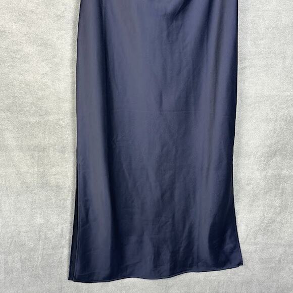 BHLDN Dress Womens 16 Navy Cali Satin Cowl Neck Midi Slip Cocktail Wedding - Picture 4 of 16